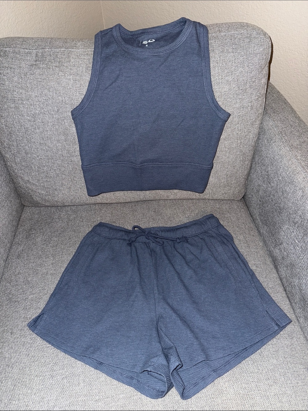 SO (Kohls) Navy Blue Ribbed Tank & Shorts Lounge Set. Size Small.